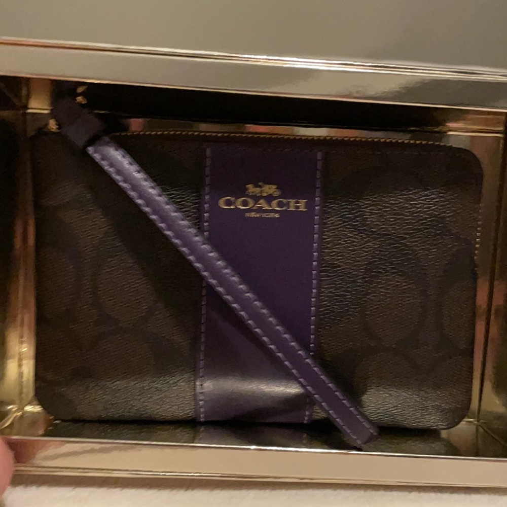 Coach Wristlet- Small Brown and Purple